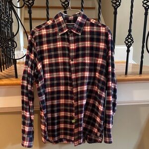 Club Room Men's Casual Plaid Shirt - Red, White, Navy Flannel